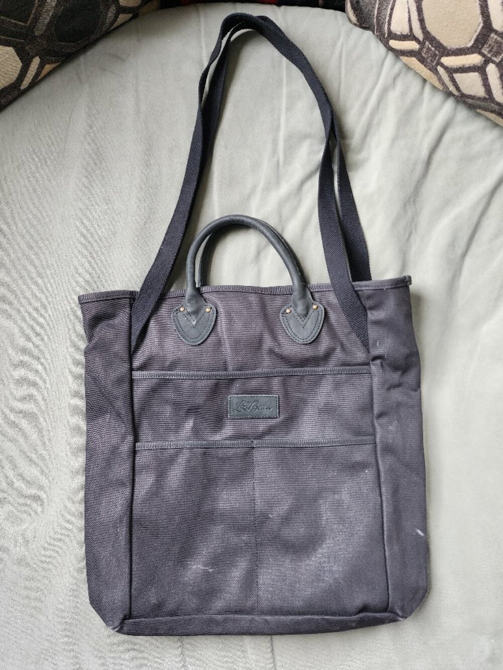 LL Bean Stonington Daily Carry Tote Bag Black Canvas Utility Bag | Work Travel